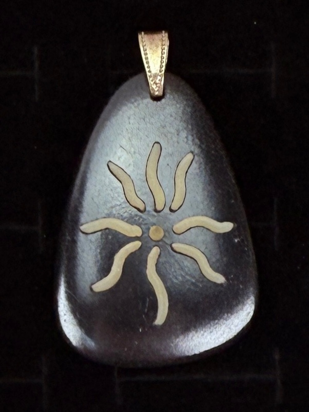 Vintage bohemian black pendant +Free 16” cord necklace